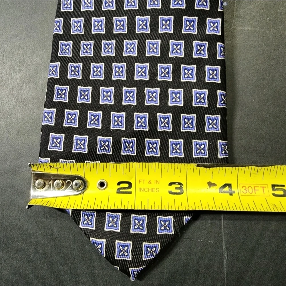 Handcrafted‎ for Nordstrom by J Z Richards 100% Silk Mens Necktie Tie Black-Blue